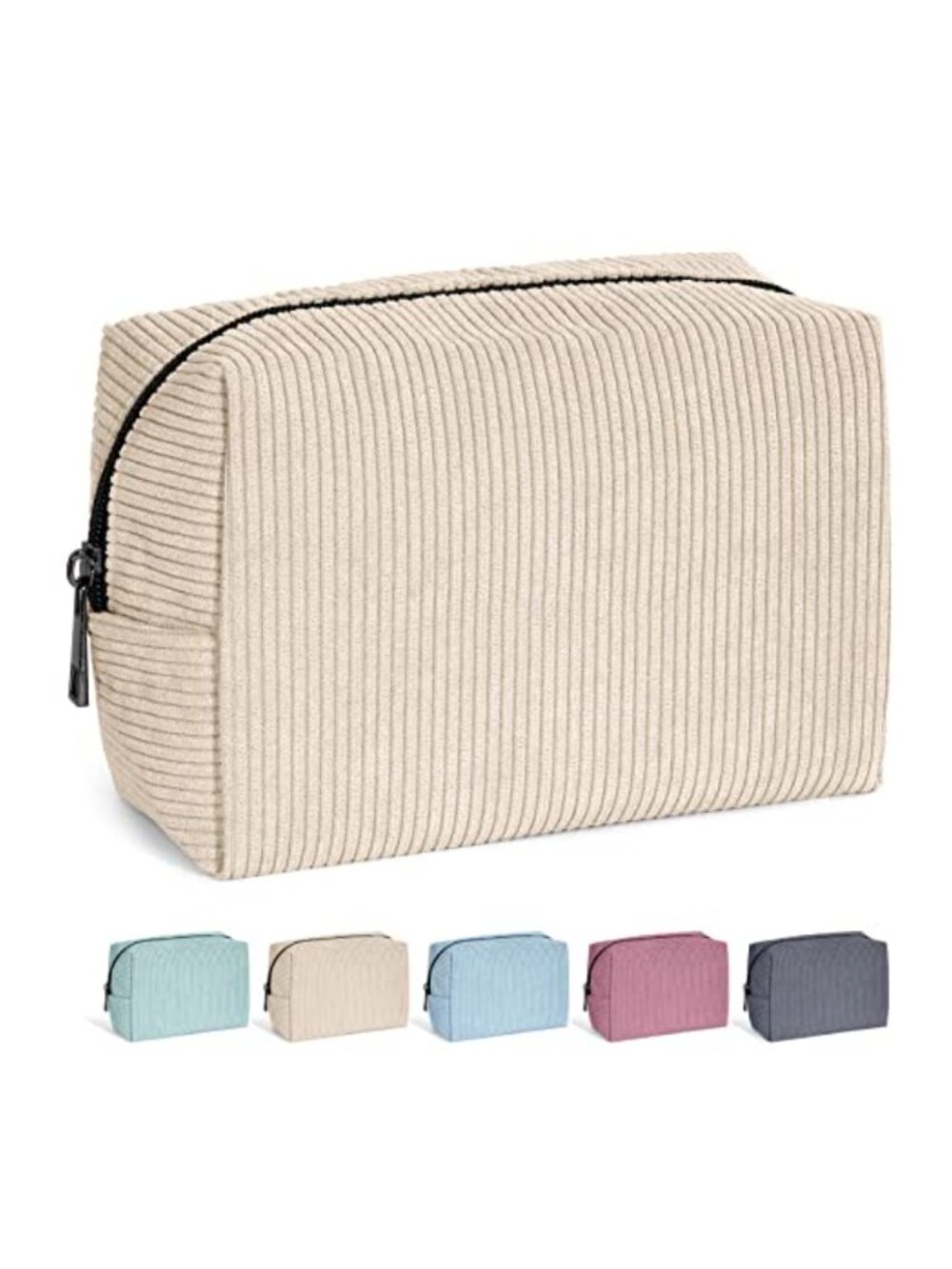 Small Corduroy Cosmetic Bag Metal Zipper Travel Makeup Pouch